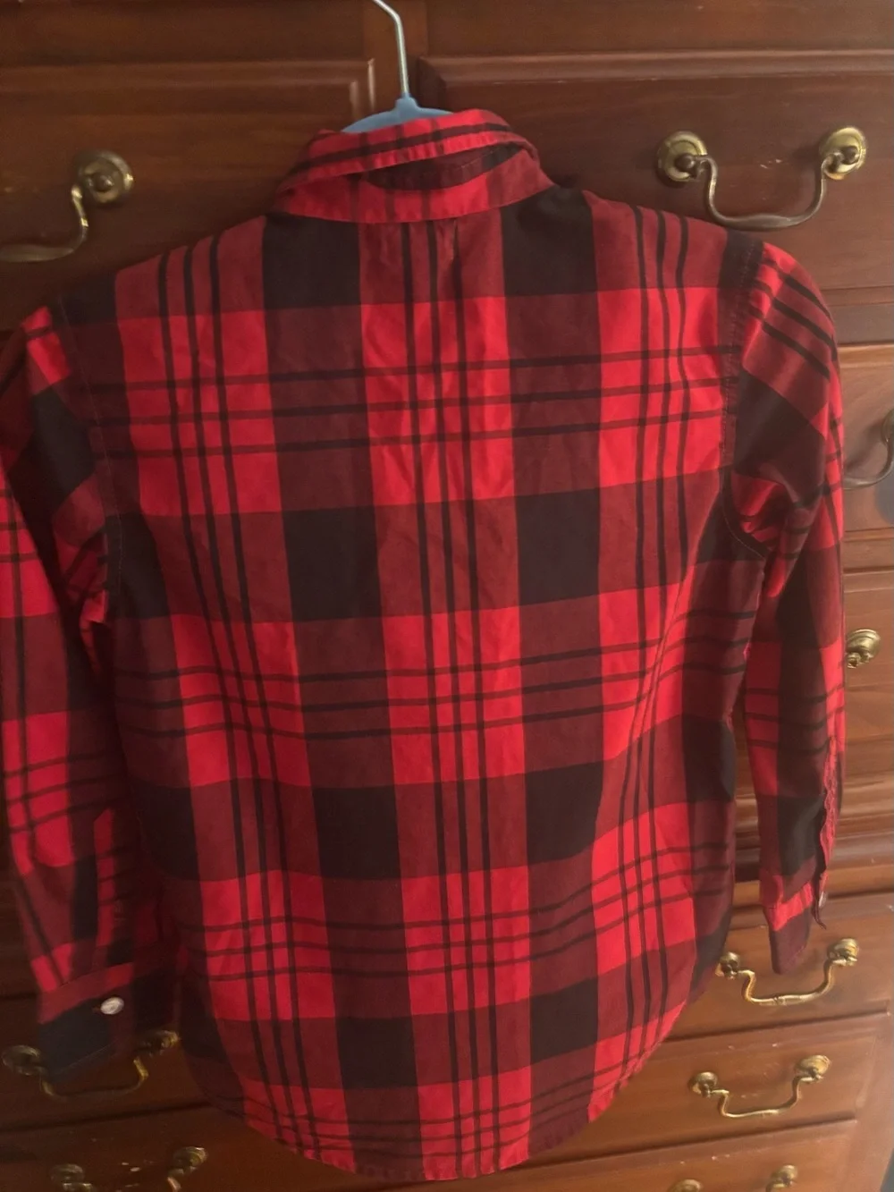 BOYS’ Old Navy Red and Black Plaid Button-Down Shirt